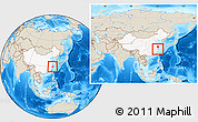 Shaded Relief Location Map of Zhuji, highlighted country, within the entire country