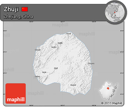 Gray Map of Zhuji, single color outside