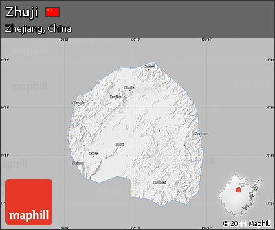 Gray Map of Zhuji, single color outside