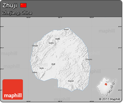 Gray Map of Zhuji, single color outside