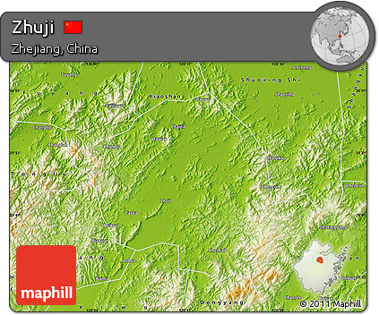 Physical Map of Zhuji