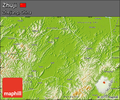 Physical Map of Zhuji