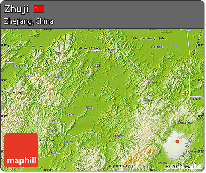 Physical Map of Zhuji