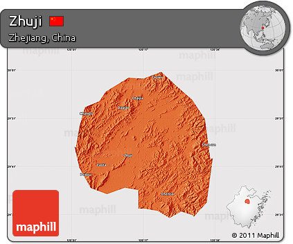 Political Map of Zhuji, cropped outside