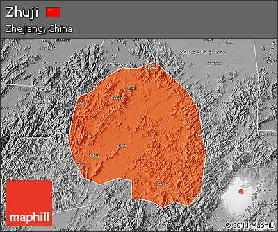 Political Map of Zhuji, desaturated