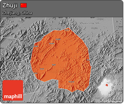 Political Map of Zhuji, desaturated
