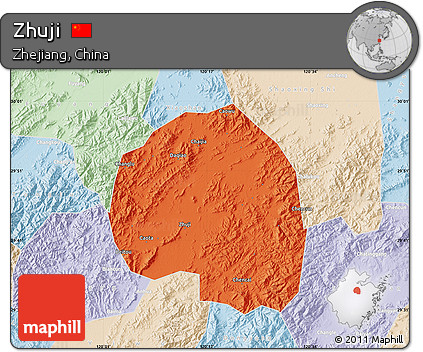 Political Map of Zhuji, lighten