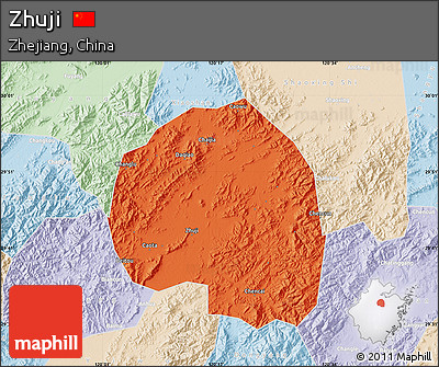 Political Map of Zhuji, lighten