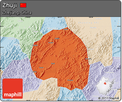 Political Map of Zhuji, lighten