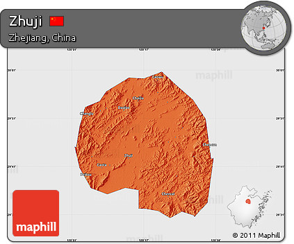 Political Map of Zhuji, single color outside