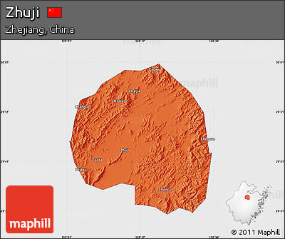 Political Map of Zhuji, single color outside