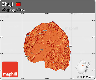 Political Map of Zhuji, single color outside