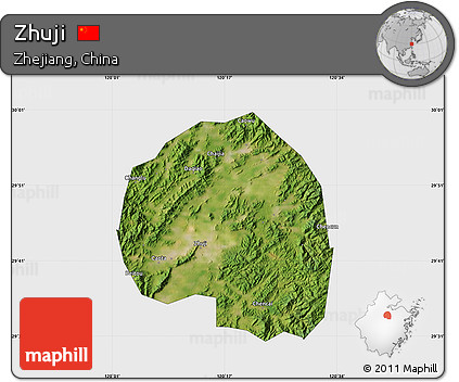 Satellite Map of Zhuji, single color outside