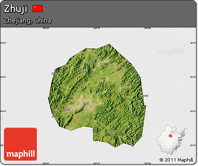 Satellite Map of Zhuji, single color outside