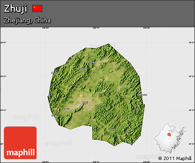 Satellite Map of Zhuji, single color outside