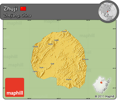 Savanna Style Map of Zhuji, single color outside