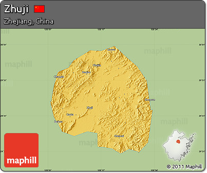 Savanna Style Map of Zhuji, single color outside