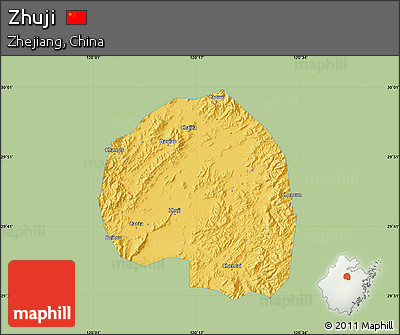 Savanna Style Map of Zhuji, single color outside