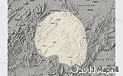 Shaded Relief Map of Zhuji, darken, semi-desaturated