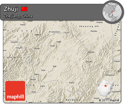 Shaded Relief Map of Zhuji