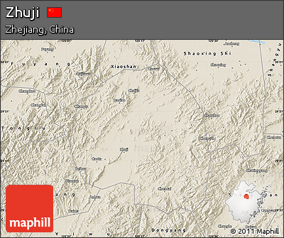 Shaded Relief Map of Zhuji