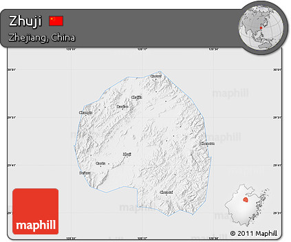 Silver Style Map of Zhuji, single color outside