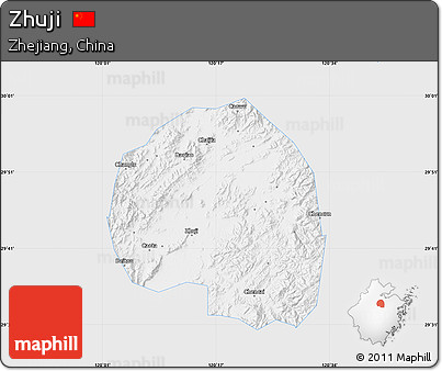 Silver Style Map of Zhuji, single color outside