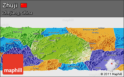 Physical Panoramic Map of Zhuji, political outside