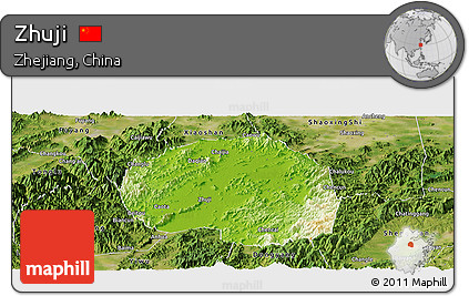 Physical Panoramic Map of Zhuji, satellite outside
