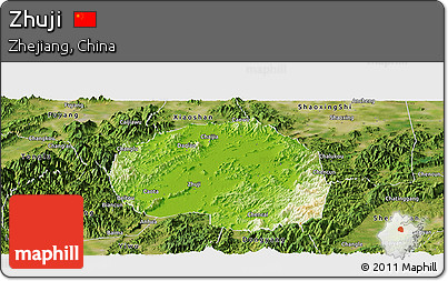 Physical Panoramic Map of Zhuji, satellite outside