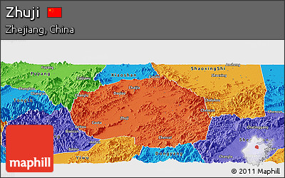 Political Panoramic Map of Zhuji