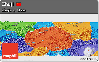Political Panoramic Map of Zhuji