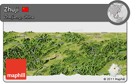Satellite Panoramic Map of Zhuji