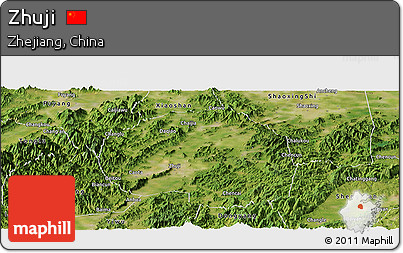 Satellite Panoramic Map of Zhuji
