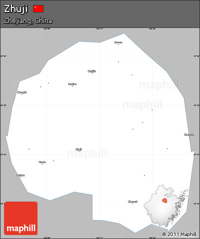 Gray Simple Map of Zhuji, single color outside