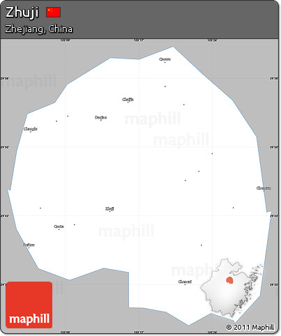 Gray Simple Map of Zhuji, single color outside