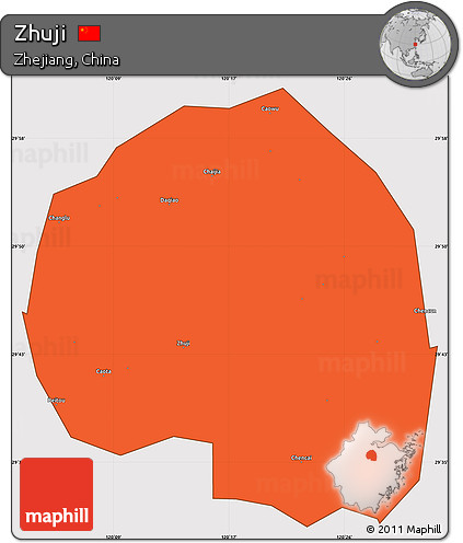 Political Simple Map of Zhuji, cropped outside