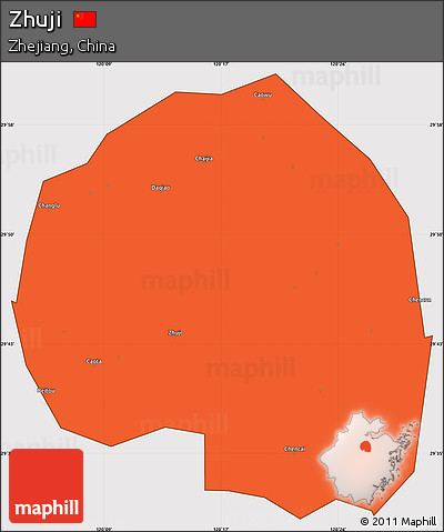Political Simple Map of Zhuji, cropped outside