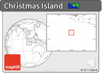 Gray Location Map of Christmas Island, blank outside
