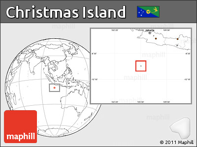 Gray Location Map of Christmas Island, blank outside