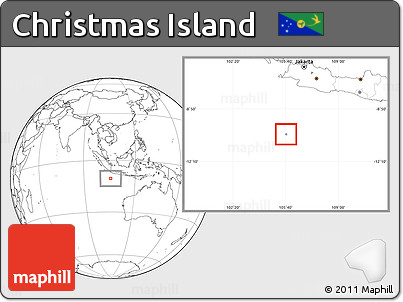 Gray Location Map of Christmas Island, blank outside