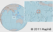 Gray Location Map of Christmas Island, hill shading outside