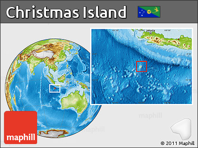 Gray Location Map of Christmas Island, physical outside