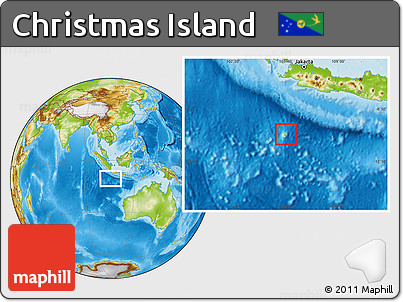 Gray Location Map of Christmas Island, physical outside