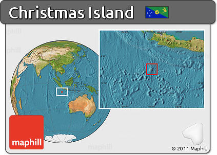 Gray Location Map of Christmas Island, satellite outside