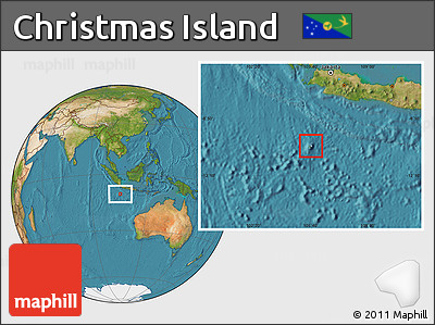 Gray Location Map of Christmas Island, satellite outside