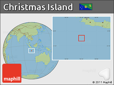 Gray Location Map of Christmas Island, savanna style outside