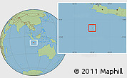 Gray Location Map of Christmas Island, savanna style outside, hill shading inside