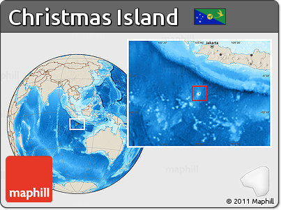 Gray Location Map of Christmas Island, shaded relief outside, hill shading