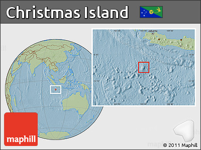 Savanna Style Location Map of Christmas Island, hill shading outside